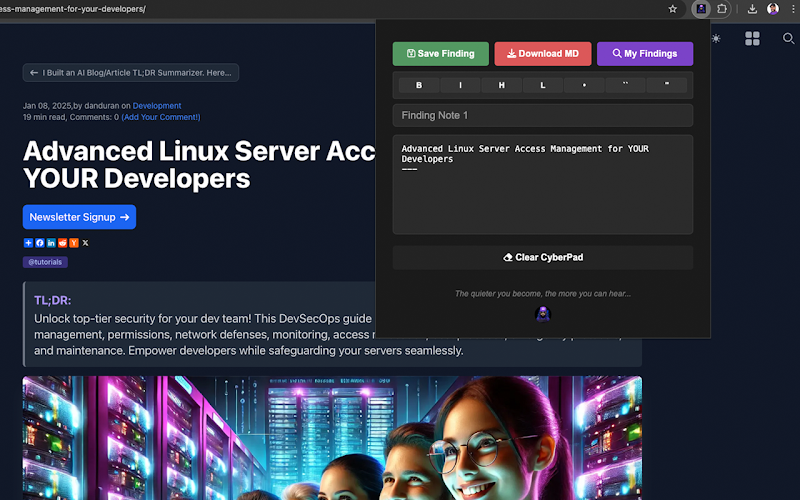 cyberpad Extension Screenshot